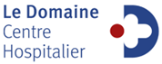 Logo du Domaine Centre Hospitalier. Texte 'Le Domaine Centre Hospitalier' en bleu foncé, à côté d'un symbole bleu et rouge combinant la lettre D et un motif de croix stylisé.